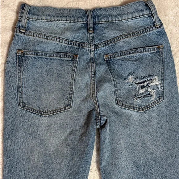 Free People We the Free Distressed Patchwork Flare Jeans Boho Festival Raw Hem - Picture 10 of 11